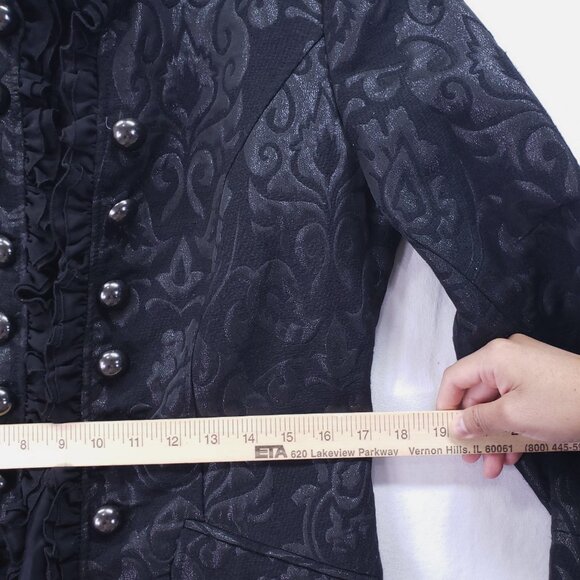 Insight New York Black Military Styled Jacquard Wool Blend Coat Size 10 Gothic - Picture 6 of 16